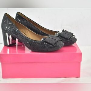 Isaac Mizrahi New York Black Designer Glitter Vivian 2 Pump Heel Womens 7M